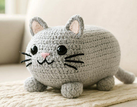 The Chonky Loaf Plush Kitty Pillow Crochet Pattern PDF | Cat pillow | Easy Beginner Project BBM