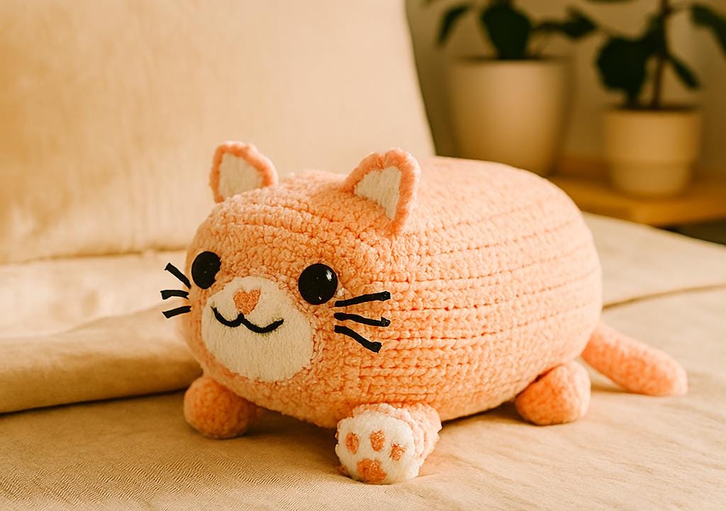 The Chonky Loaf Plush Kitty Pillow Crochet Pattern PDF | Cat pillow | Easy Beginner Project BBM