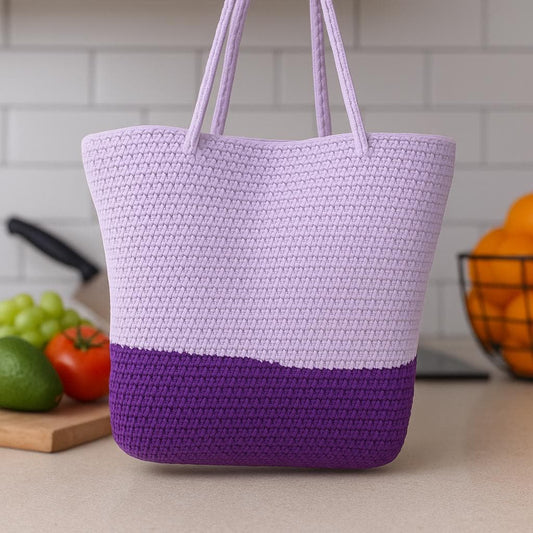 Crochet Beach Bag Pattern PDF: Easy Two-Tone Summer Tote BBM