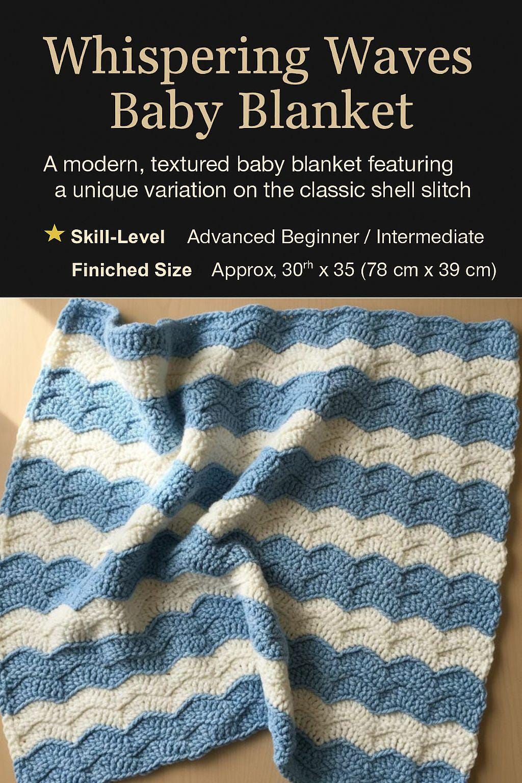 Shell Stitch Baby Blanket Crochet PDF | Whispering Waves Pattern Digital Download BBM