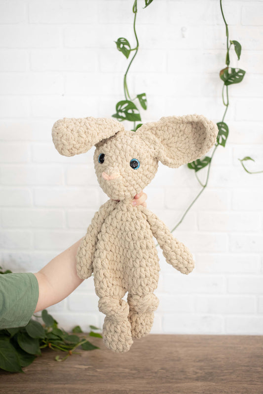 Crochet Bunny Dog Lovey, Crochet Stuffed Animal, Amigurumi Bunny Snuggler The McGarvey Workshop