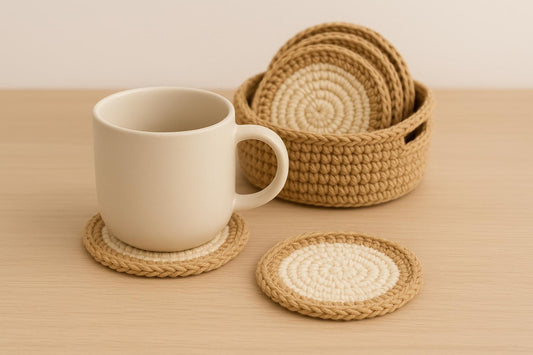 Crochet Coasters Pattern with Basket: Easy Round Coasters (PDF Download) BBM