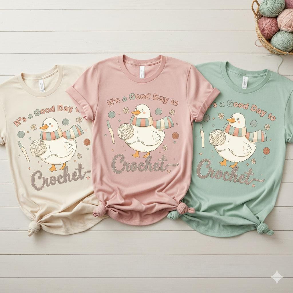 Crochet Lover Sublimation Design | Goose with Yarn PNG | Funny Duck Digital Download for T-Shirt BBM