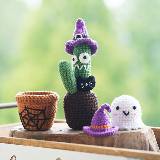 Halloween Plants with Ghost Amigurumi DIY Crochet Kit Wizardi F07N8-M226 Wizardi