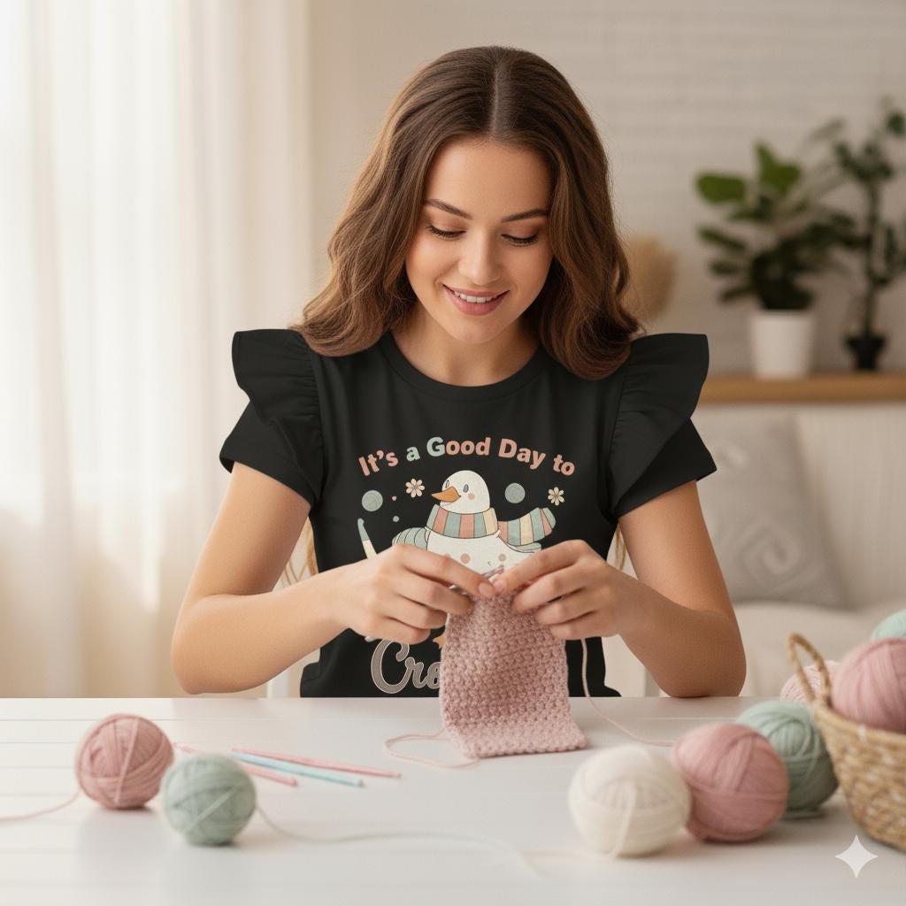 Crochet Lover Sublimation Design | Goose with Yarn PNG | Funny Duck Digital Download for T-Shirt BBM