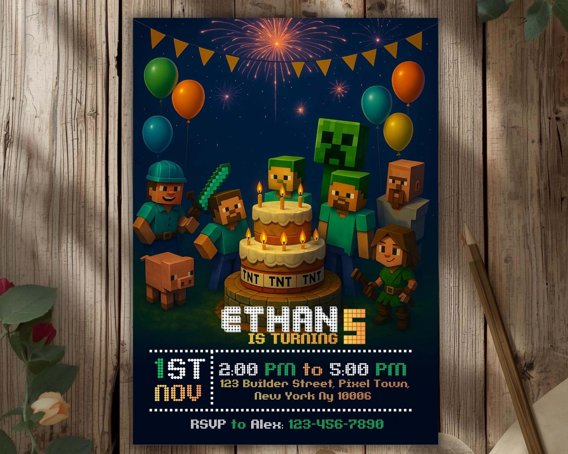 Editable Birthday Invitation for Crafters | DIY Gamer Party Template | Printable Canva Invite BBM