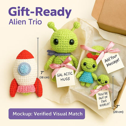 Alien Family Crochet Pattern Bundle | Plushie, Mini Keychain & Baby Amigurumi | Beginner Friendly PDF BBM