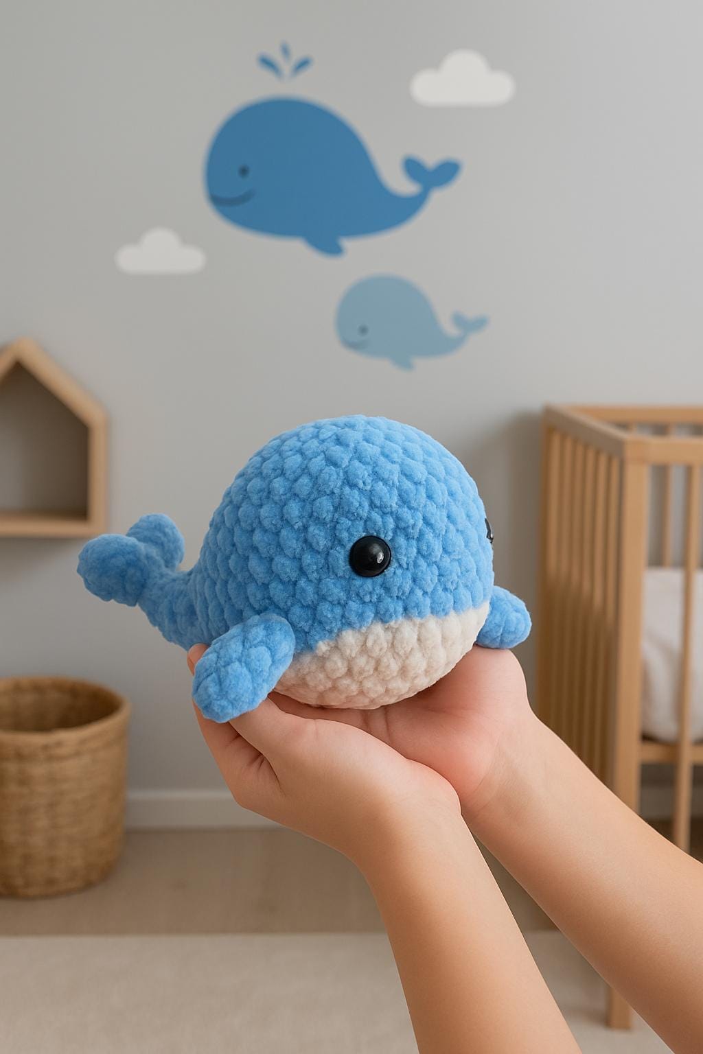Whale Crochet Pattern PDF | Beginner Friendly No-Sew Amigurumi Plush DIY BBM