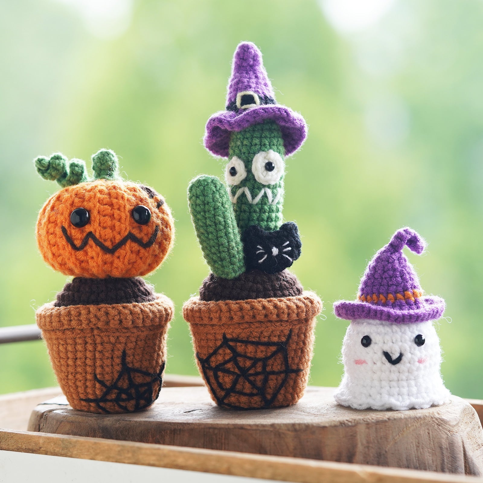 Halloween Plants with Ghost Amigurumi DIY Crochet Kit Wizardi F07N8-M226 Wizardi