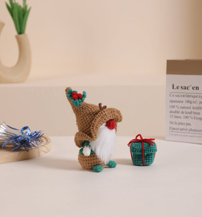 Christmas Gnome with Brown Hat Amigurumi DIY Crochet Kit Wizardi F07N8-M110 Wizardi