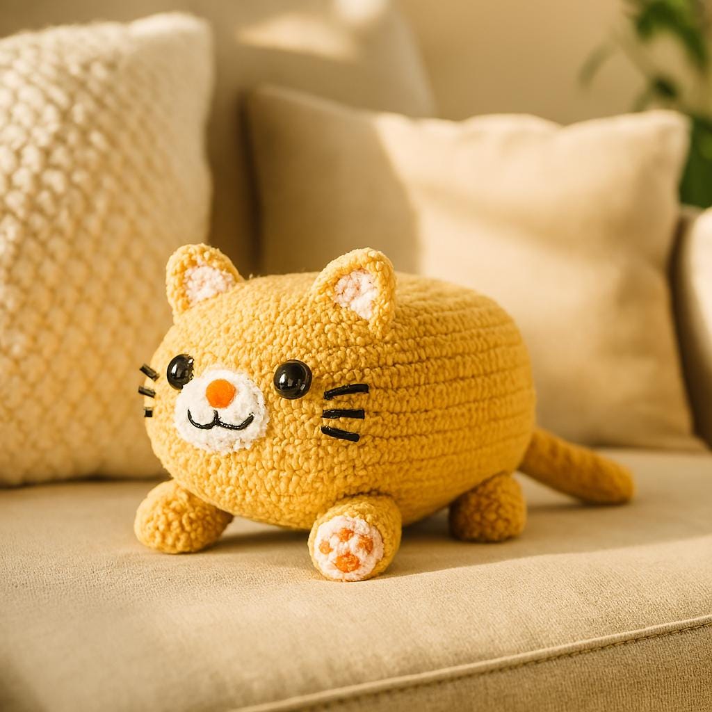 The Chonky Loaf Plush Kitty Pillow Crochet Pattern PDF | Cat pillow  | Easy Beginner Project BBM