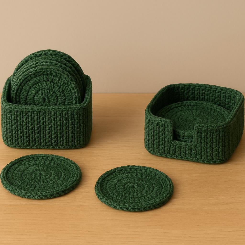 Cozy Round Coaster & Box-Style Holder Crochet Pattern | Front Gap or Solid Wall Holder BBM