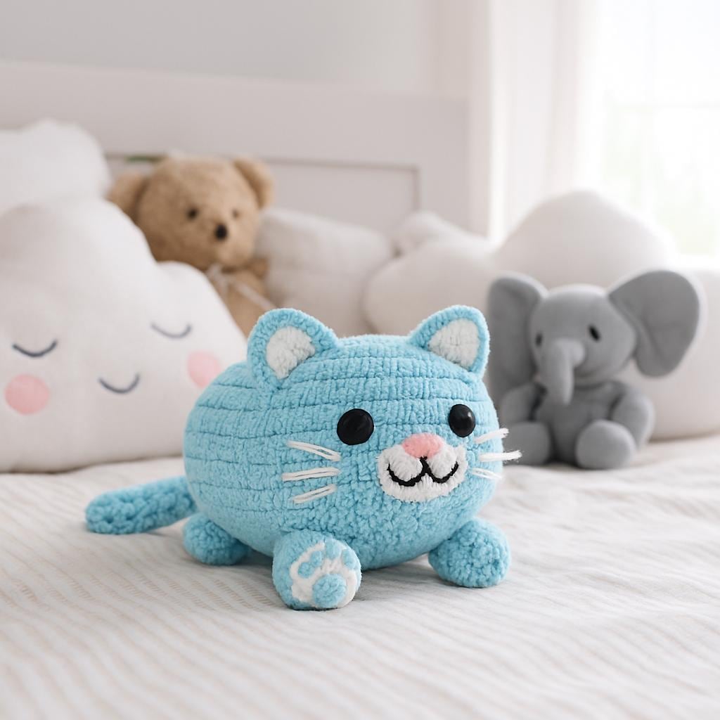 The Chonky Loaf Plush Kitty Pillow Crochet Pattern PDF | Cat pillow  | Easy Beginner Project BBM