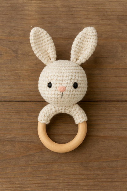 Bunny Baby Toy Crochet Pattern PDF | Amigurumi Rattle & Teething Ring DIY BBM