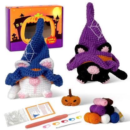 Halloween Cat Gnomes Amigurumi DIY Crochet Kit Wizardi F07N8-M210 Wizardi