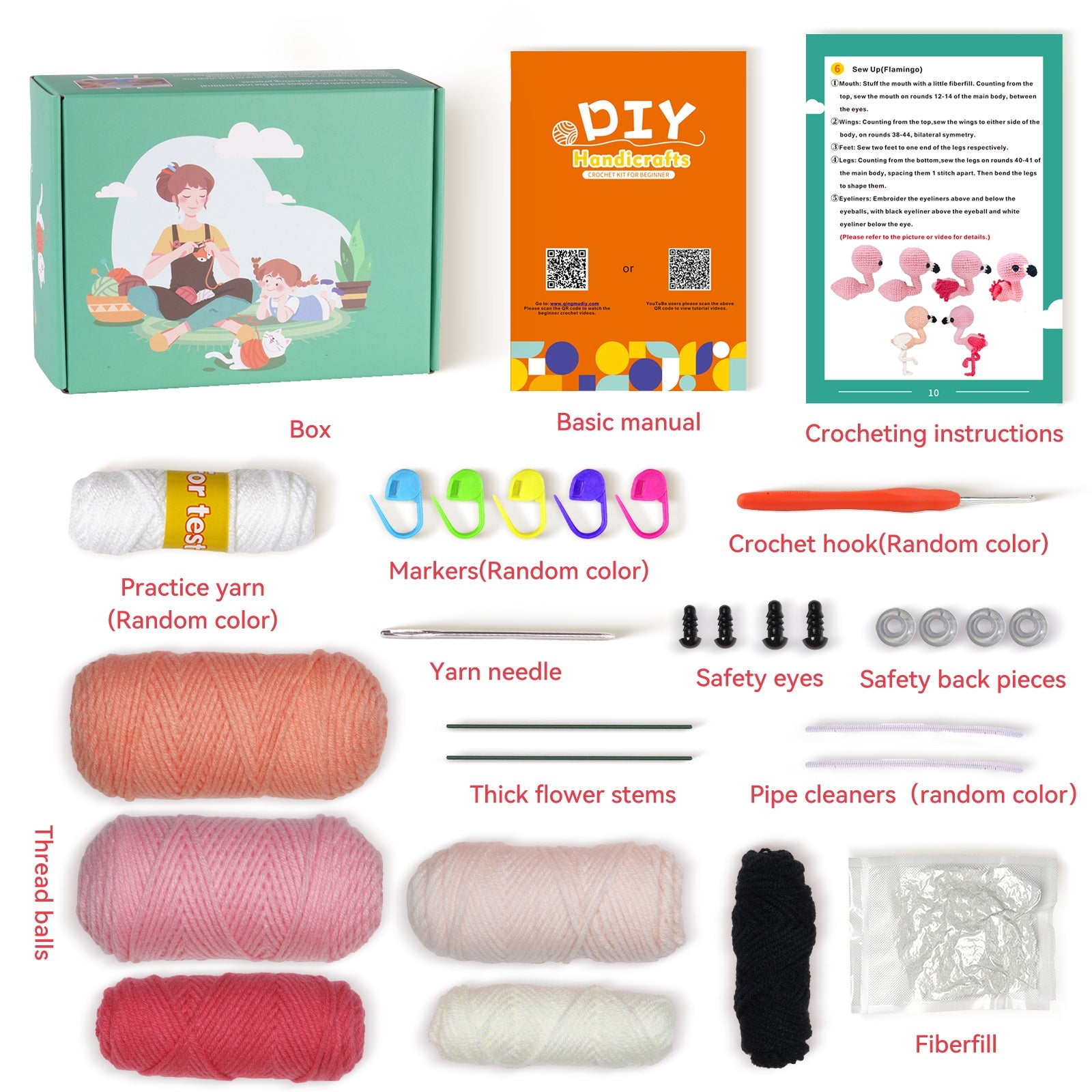 Flamingos Amigurumi DIY Crochet Kit Wizardi F07N8-M205 Wizardi
