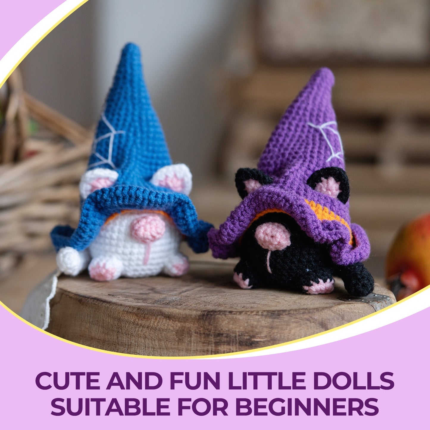 Halloween Cat Gnomes Amigurumi DIY Crochet Kit Wizardi F07N8-M210 Wizardi