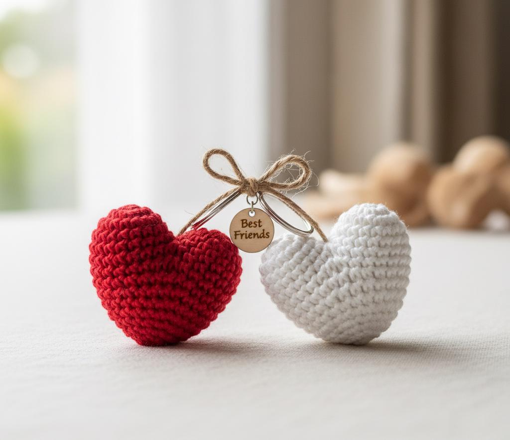 Heart Crochet Keychain Pattern PDF, Beginner Amigurumi Tutorial, Small Stuffed Plush  Gift BBM