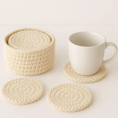 Crochet Coaster Pattern with Holder: Easy Round Coasters (PDF Pattern) BBM