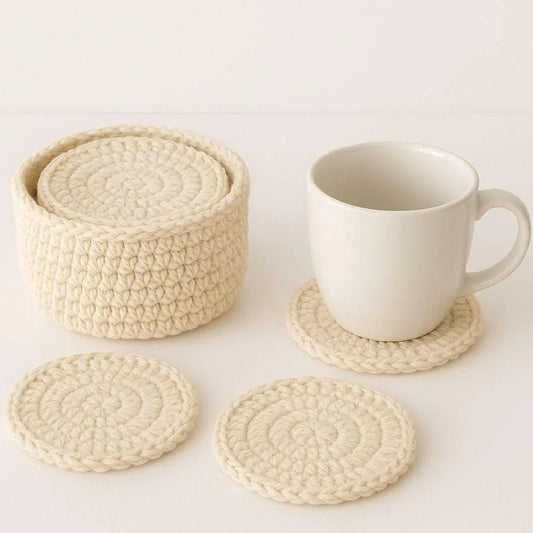Crochet Coaster Pattern with Holder: Easy Round Coasters (PDF Pattern) BBM