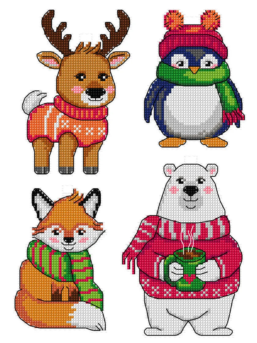 Pets in Sweaters 185CS Counted cross stitch kit with plastic canvas Crafting Spark