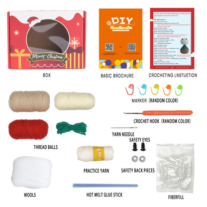 Christmas Gnome with White Hat Amigurumi DIY Crochet Kit Wizardi F07N8-M109 Wizardi