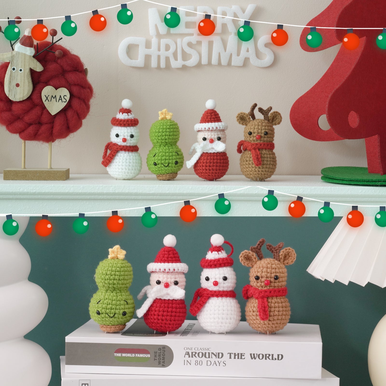 Santa, Reindeer, Christmas Tree and Snowman Amigurumi DIY Crochet Kit Wizardi F07N8-M117 Wizardi