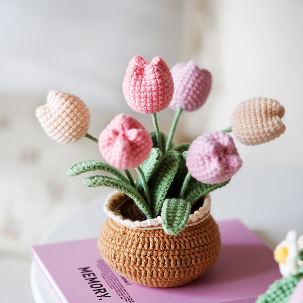 Tulips in Bloom. Potted Flower Amigurumi DIY Crochet Kit Wizardi F07N8-M30 Wizardi