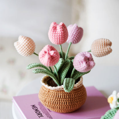 Tulips in Bloom. Potted Flower Amigurumi DIY Crochet Kit Wizardi F07N8-M30 Wizardi