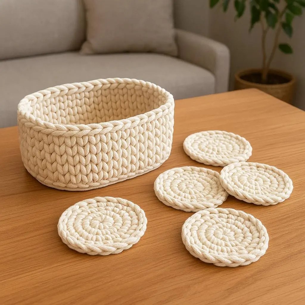 Crochet Basket & Coaster Pattern: Oval Wooden Base, Easy Home Decor (PDF Pattern BBM