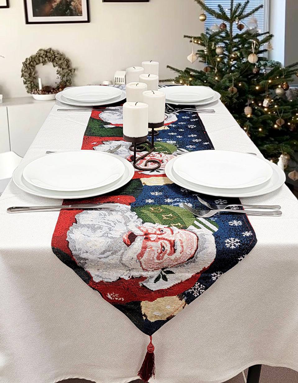 Santa Claus Christmas Table Runner F07M5-8C Wizardi