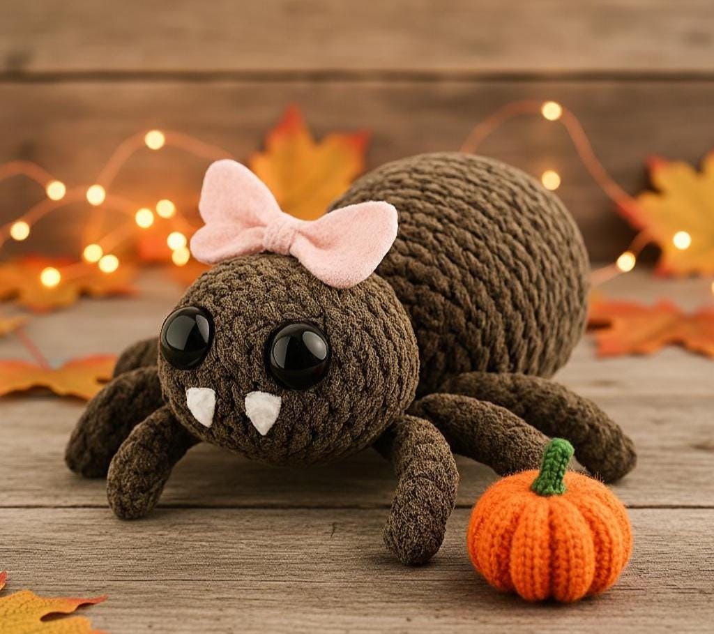 Crochet Spider Plush Pattern PDF – Amigurumi Halloween Toy, Soft Stuffed Animal, Beginner Friendly BBM