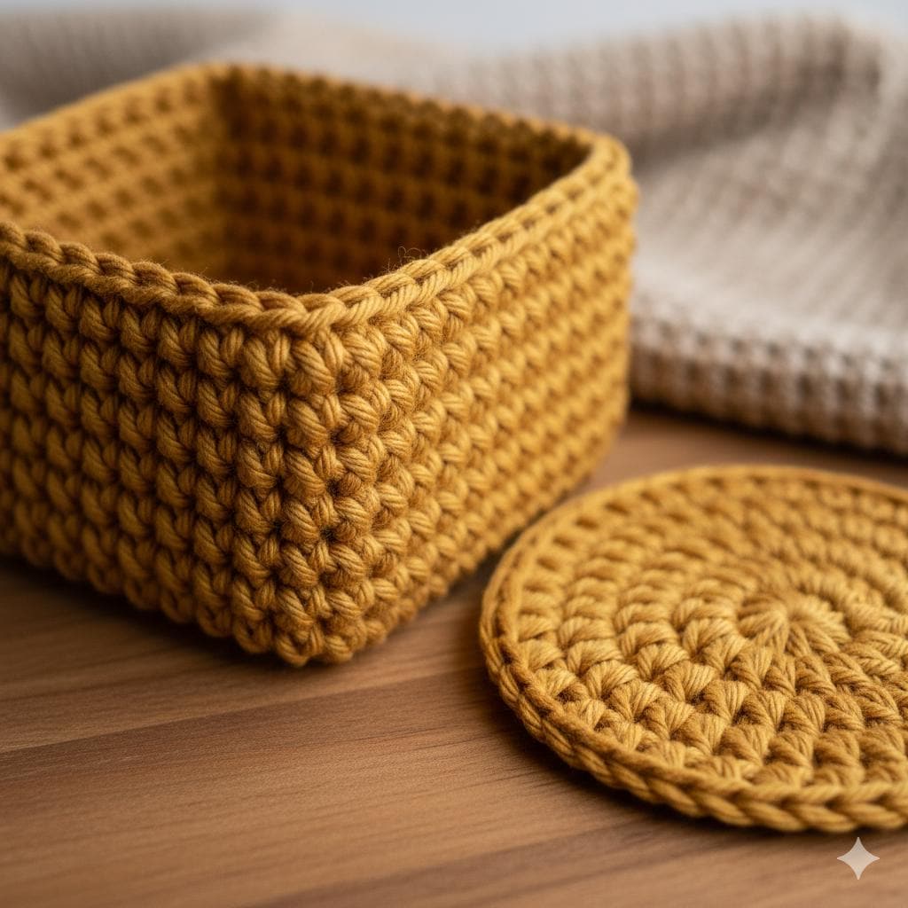 Cozy Round Coaster & Box-Style Holder Crochet Pattern | Front Gap or Solid Wall Holder BBM