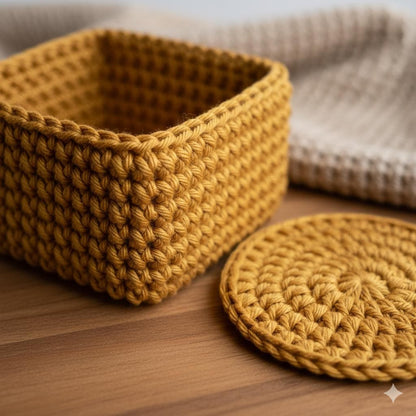 Cozy Round Coaster & Box-Style Holder Crochet Pattern | Front Gap or Solid Wall Holder BBM