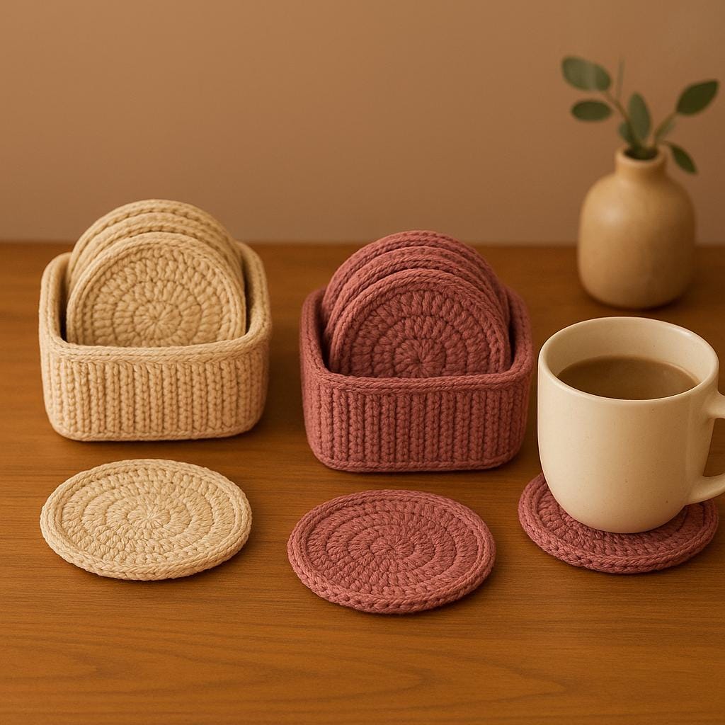 Cozy Round Coaster & Box-Style Holder Crochet Pattern | Front Gap or Solid Wall Holder BBM