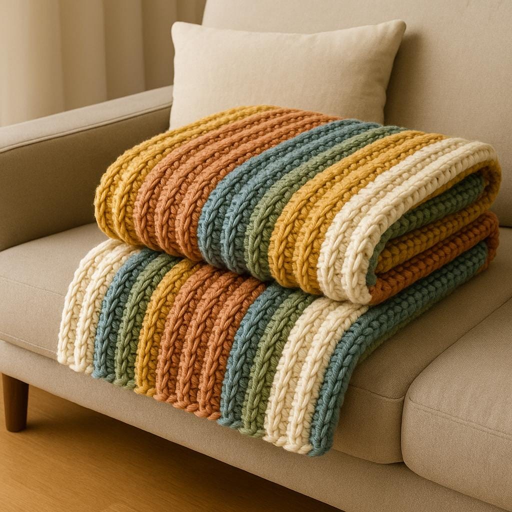 Cozy Ridge Chunky Ribbed Crochet Blanket Pattern BBM