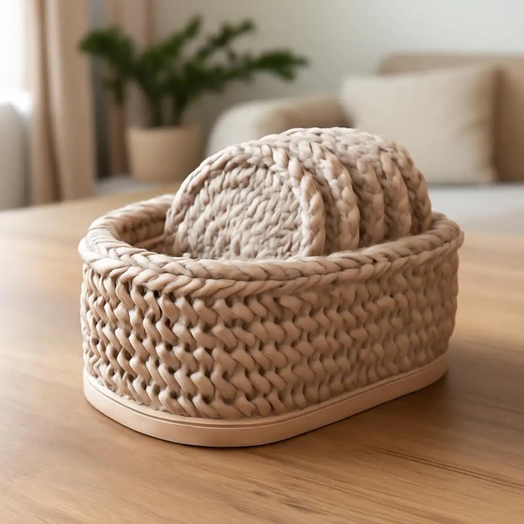 Crochet Basket & Coaster Pattern: Oval Wooden Base, Easy Home Decor (PDF Pattern BBM