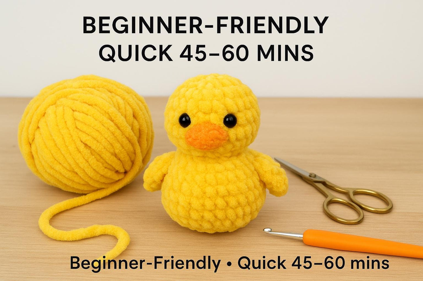 No-Sew Crochet Duck Plush Pattern | Chunky Chenille Amigurumi PDF Digital File BBM