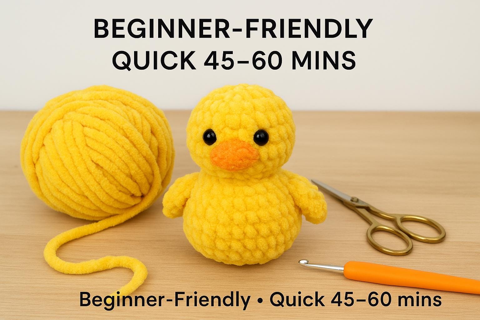 No-Sew Crochet Duck Plush Pattern | Chunky Chenille Amigurumi PDF Digital File BBM