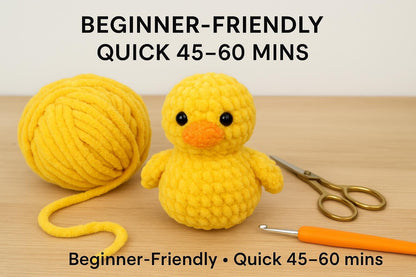 No-Sew Crochet Duck Plush Pattern | Chunky Chenille Amigurumi PDF Digital File BBM