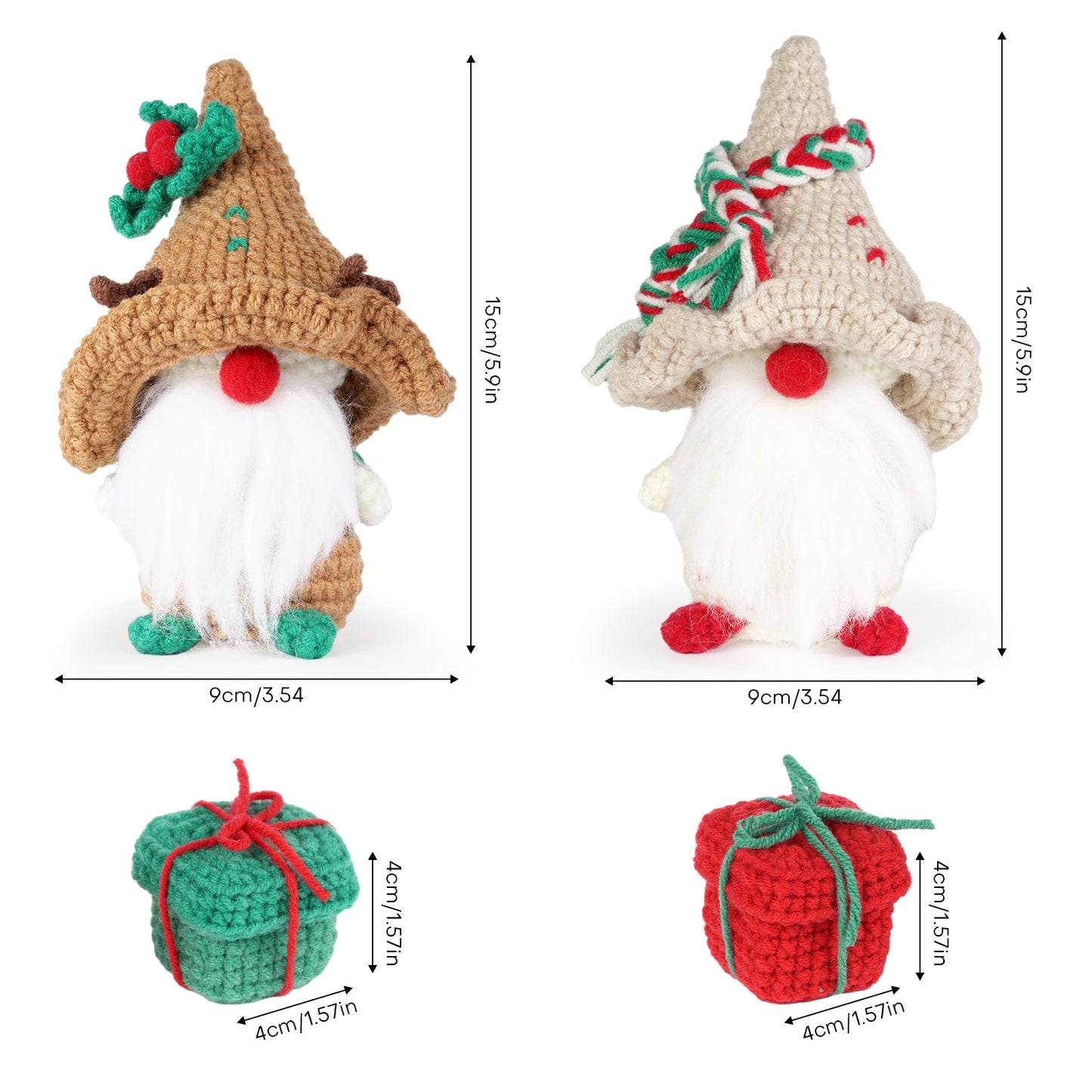 Christmas Gnome with White Hat Amigurumi DIY Crochet Kit Wizardi F07N8-M109 Wizardi