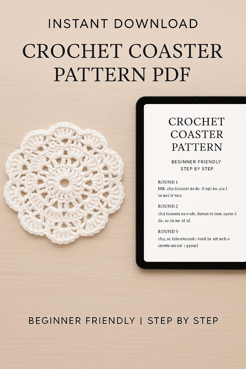 Mandala Crochet Coaster Pattern: Beginner-Friendly PDF (Instant Download) BBM