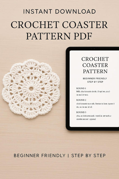 Mandala Crochet Coaster Pattern: Beginner-Friendly PDF (Instant Download) BBM