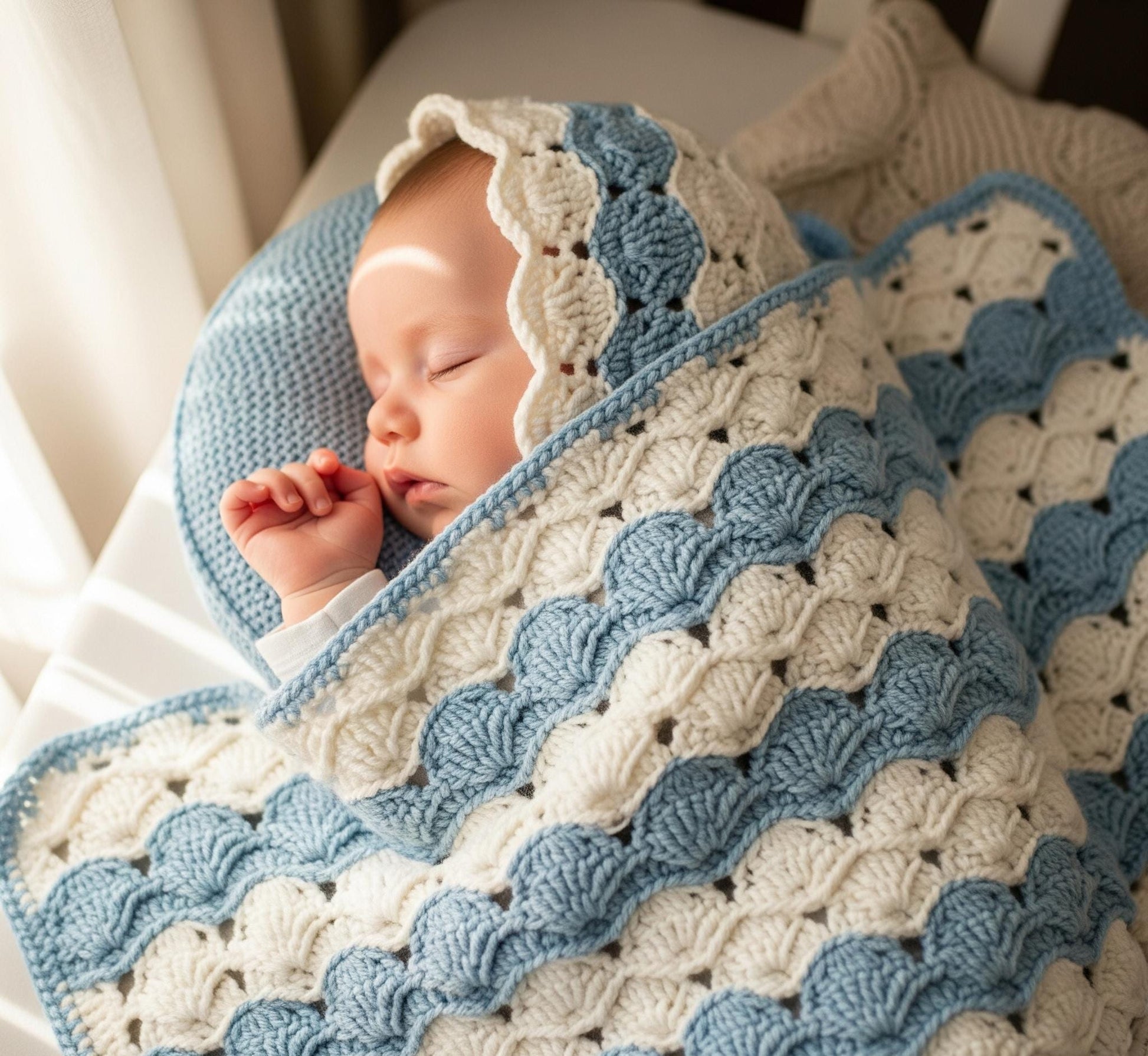 Shell Stitch Baby Blanket Crochet PDF | Whispering Waves Pattern Digital Download BBM