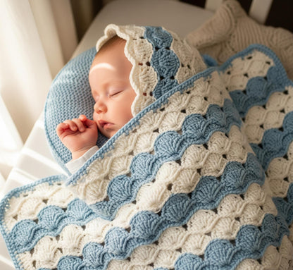 Shell Stitch Baby Blanket Crochet PDF | Whispering Waves Pattern Digital Download BBM