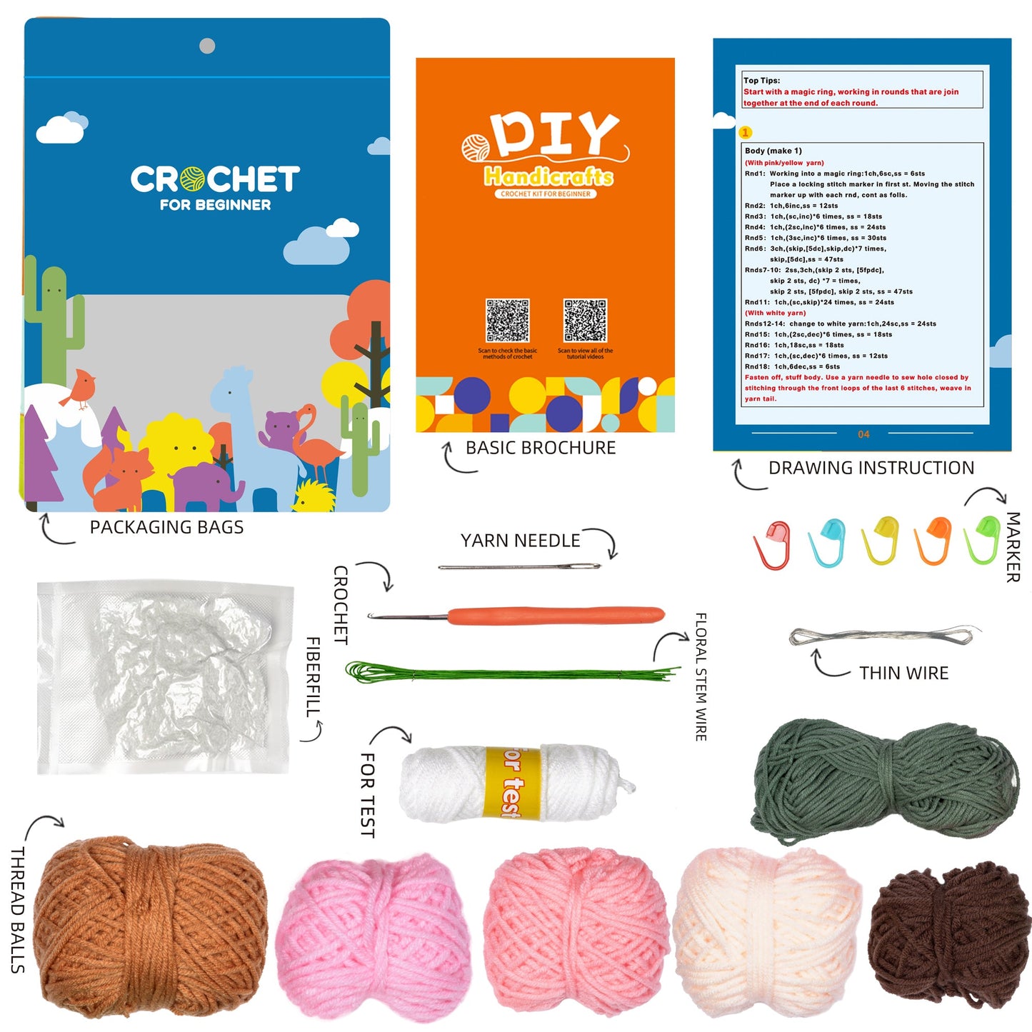 Tulips in Bloom. Potted Flower Amigurumi DIY Crochet Kit Wizardi F07N8-M30 Wizardi