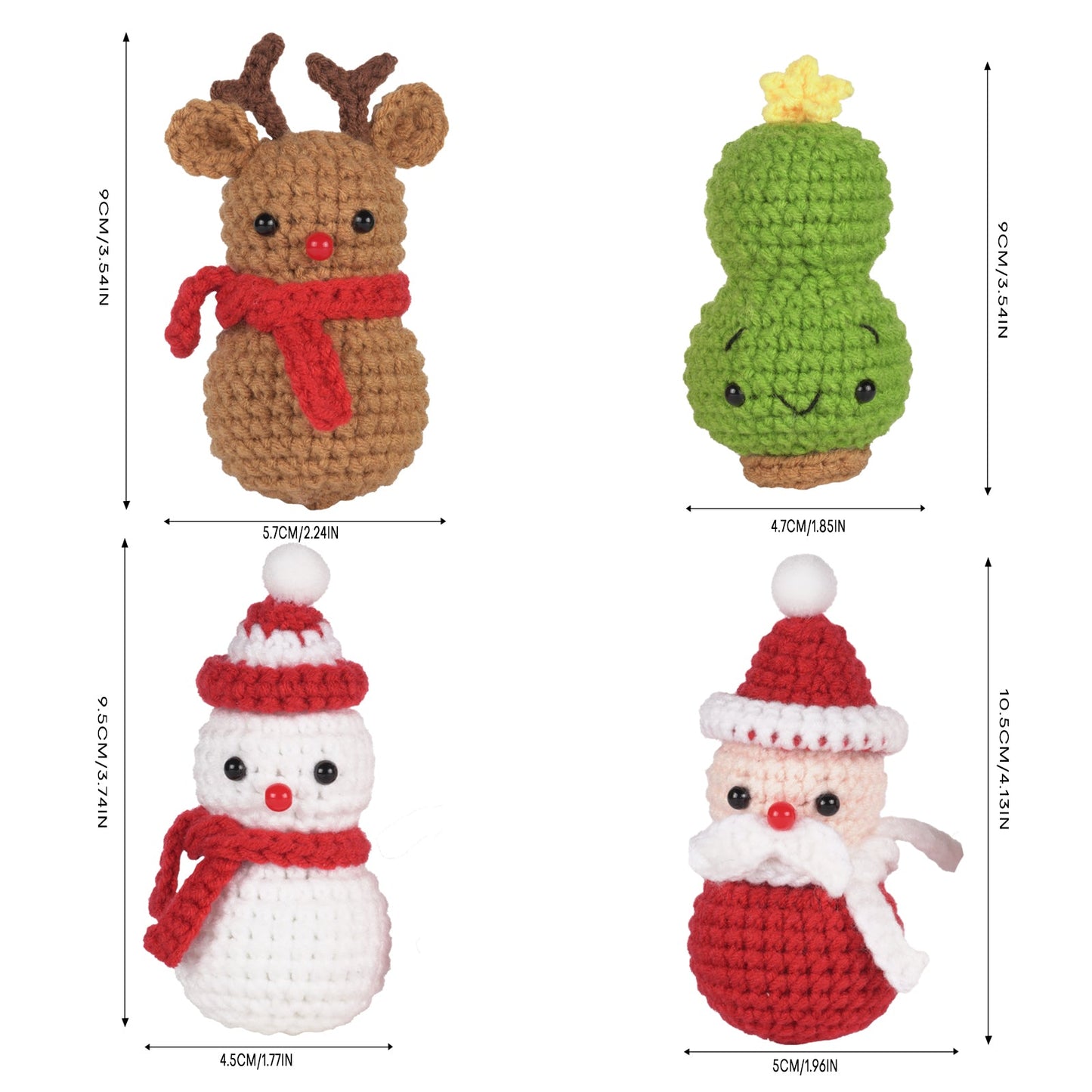 Santa, Reindeer, Christmas Tree and Snowman Amigurumi DIY Crochet Kit Wizardi F07N8-M117 Wizardi