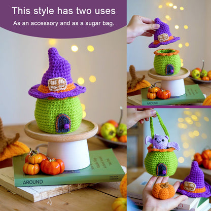 Little Witch House with Bat. Halloween Amigurumi DIY Crochet Kit Wizardi F07N8-M103 Wizardi