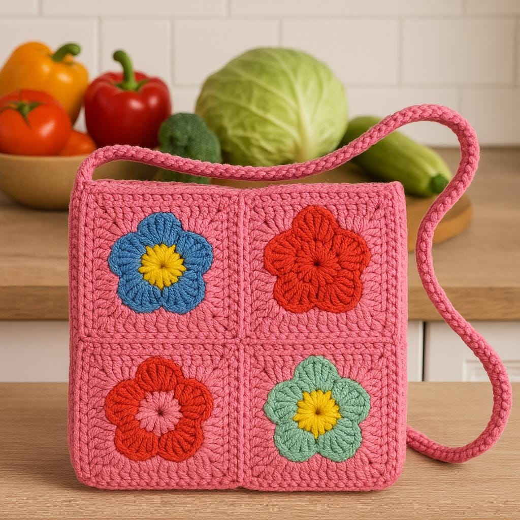 Crochet Round Bag Pattern: DIY Striped Clutch with T-Shirt Yarn (PDF Pattern) BBM