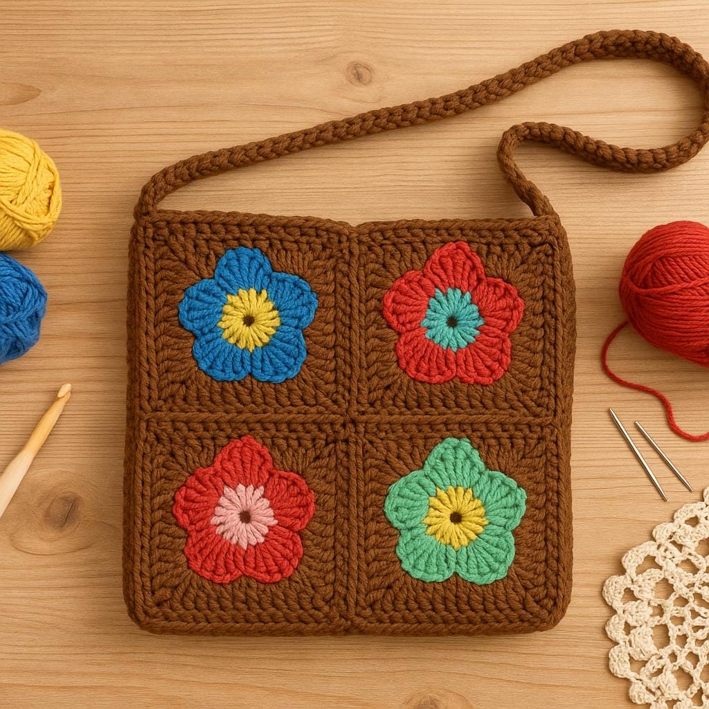 Crochet Round Bag Pattern: DIY Striped Clutch with T-Shirt Yarn (PDF Pattern) BBM